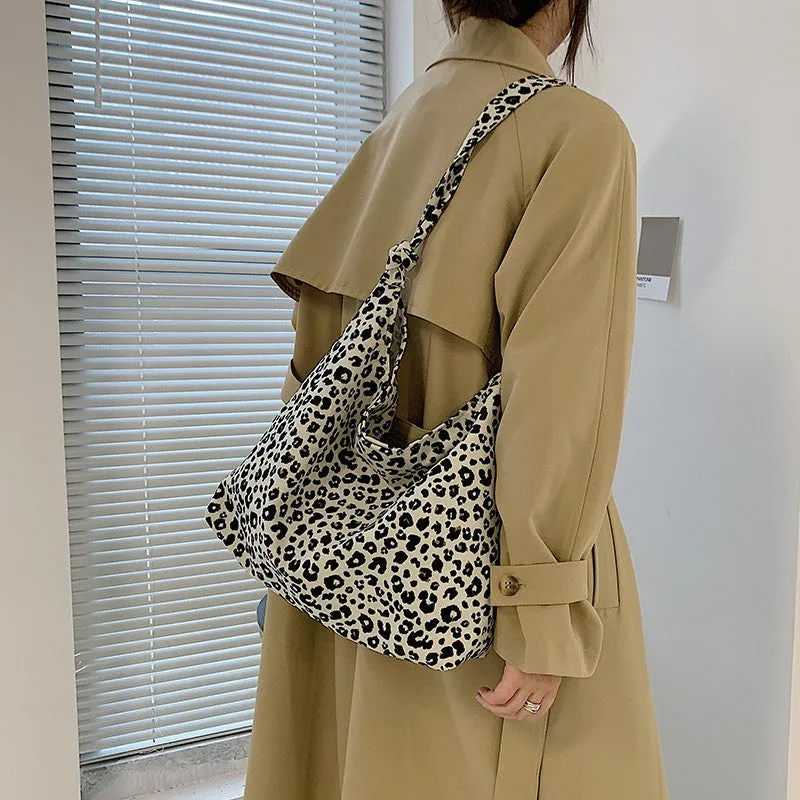 White Rabbit Leopard Print Little Bunny Ins Modern Cloth Bag Japanese Cloth Bag Simple Korean Women's Shoulder Messenger Bag Casual