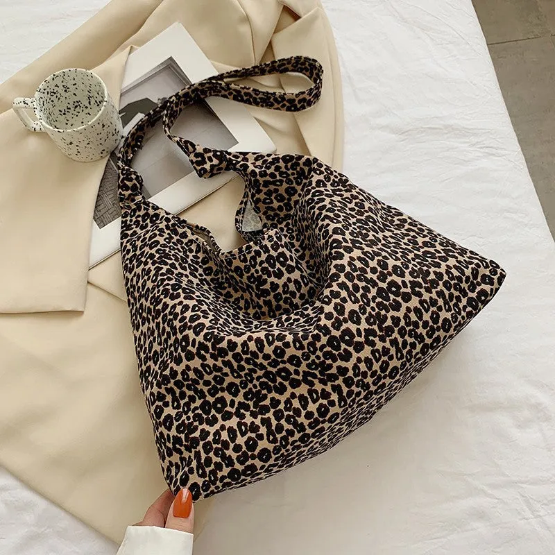 White Rabbit Leopard Print Little Bunny Ins Modern Cloth Bag Japanese Cloth Bag Simple Korean Women's Shoulder Messenger Bag Casual